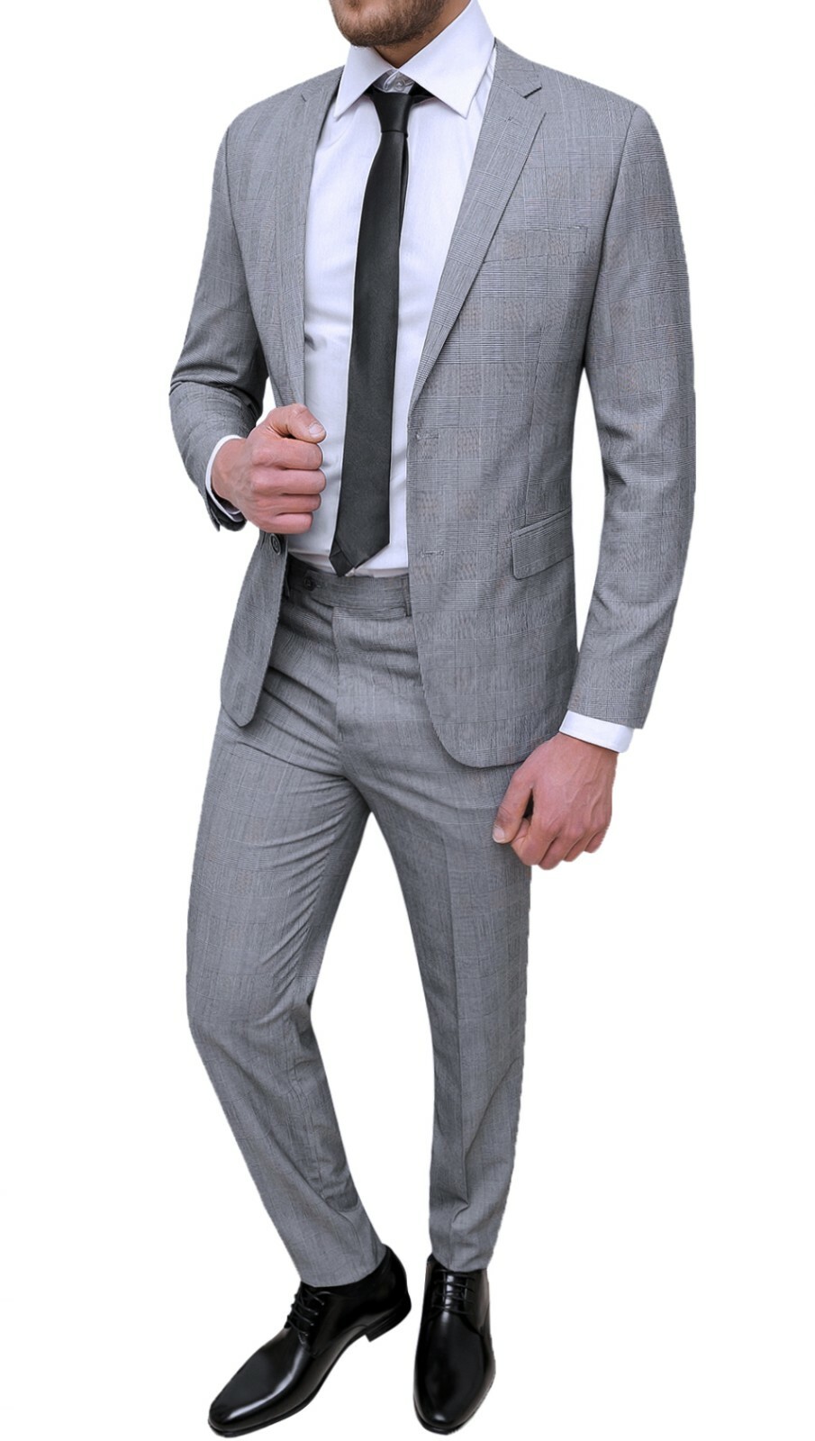 ABITO COMPLETO UOMO SARTORIALE GRIGIO SLIM FIT ELEGANTE PRINCIPE DI GALLES